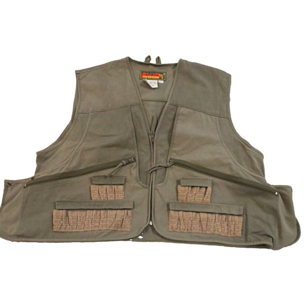 Avid Outdoor Shooting Vest XXL Green Solid Cotton with Pockets Unisex Adult